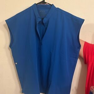 Royal Blue FIGS scrub set. Rafaela style top, high waisted Zamora pant